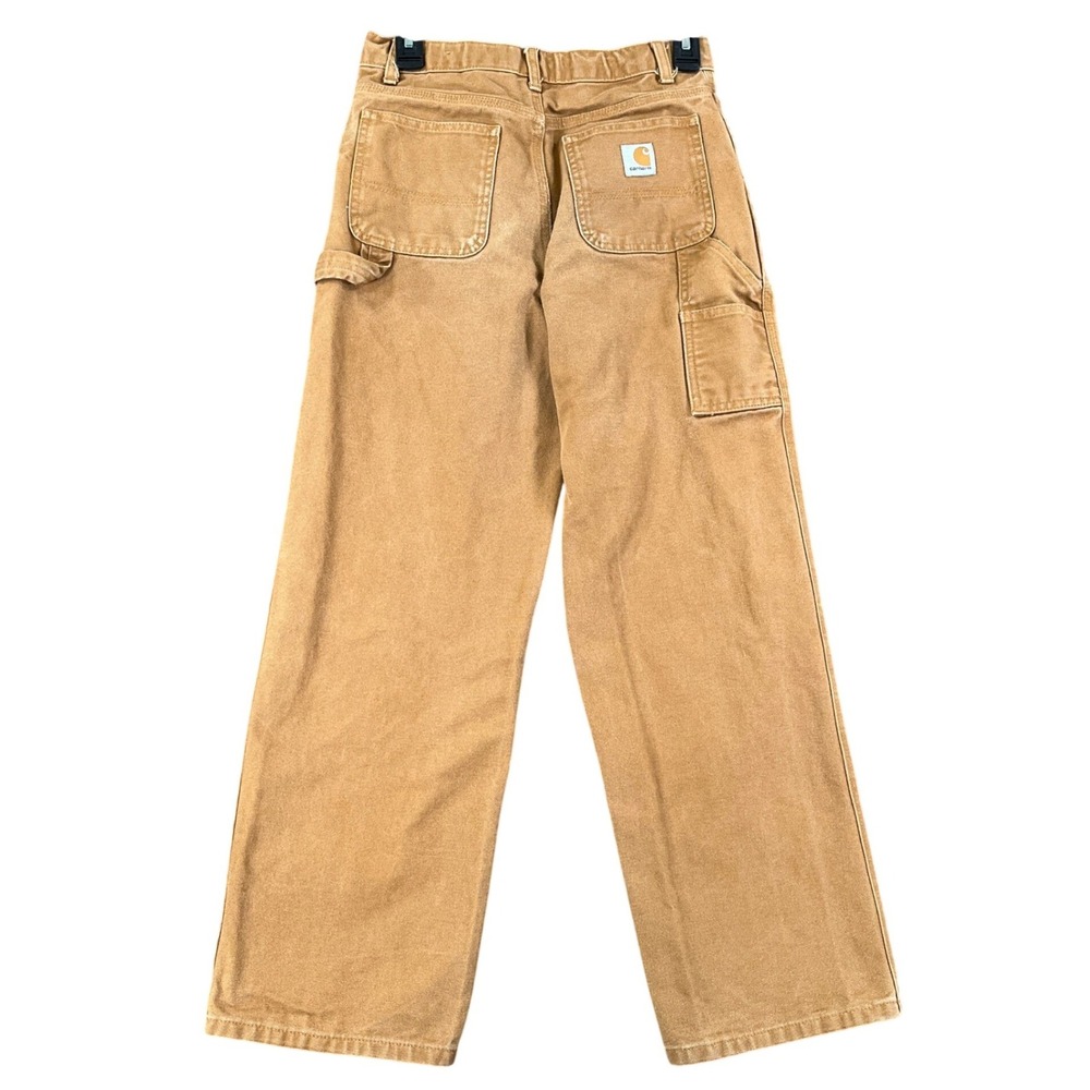 Carhartt Carpenter Pants Boys 14 Brown Duck Canvas Adjustable Waist School Wear